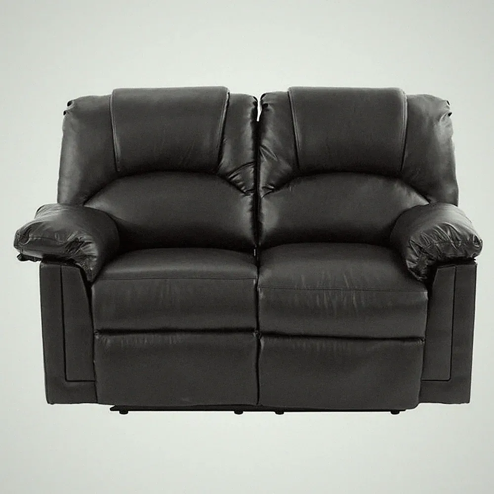Benjara Bonded Leather Recliner Loveseat Black