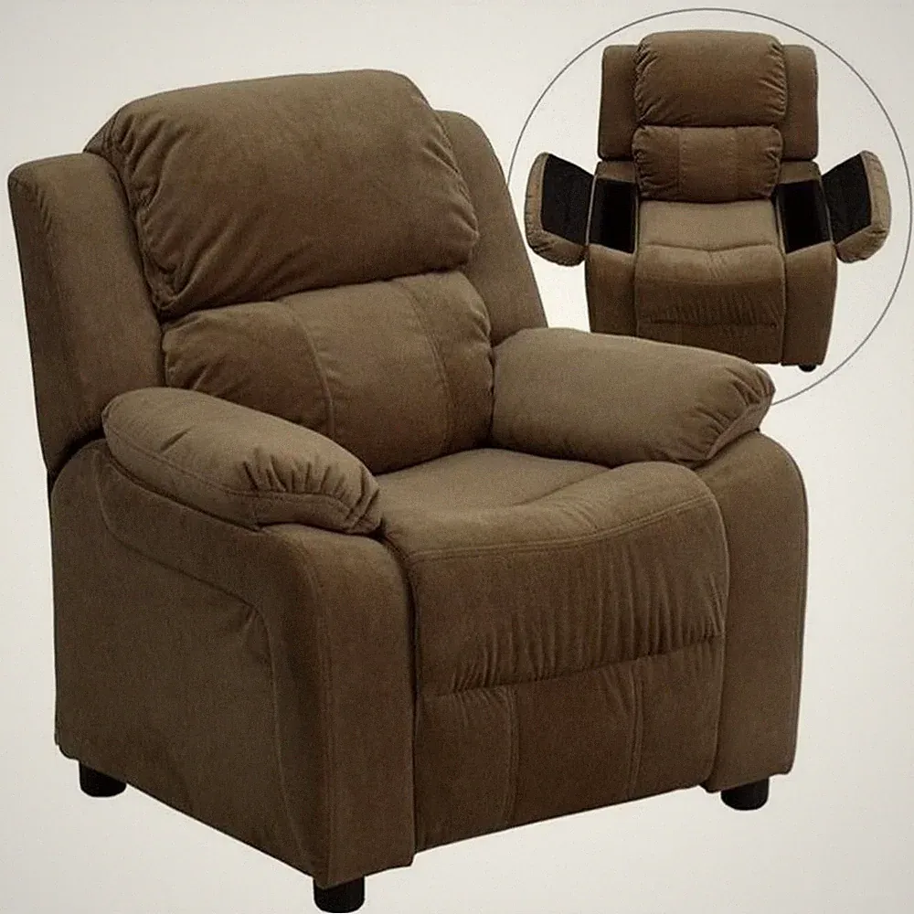 Bowery Hill Padded Kids Recliner in Brown