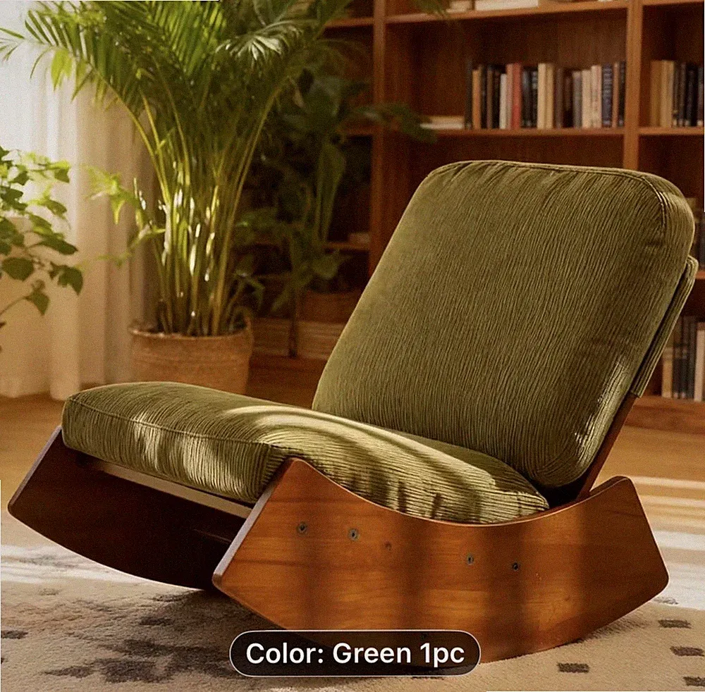 Designer Luxury Rocking chair, Comfortable Upholstery, Accent Solid Wood Frame