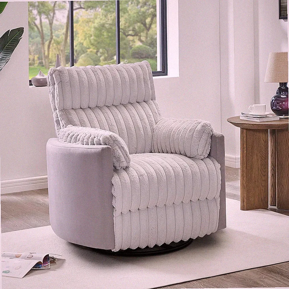 Gray Wide Wale Corduroy Manual Recliner by