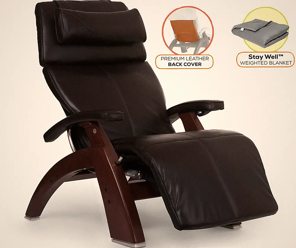 Human Touch PC-610 Perfect Chair Recliner Walnut Wood Espresso Premium Leather