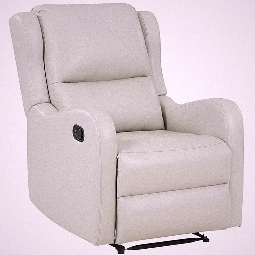 Pemberly Row Faux Leather Upholstered English Arm Recliner Chair Ivory