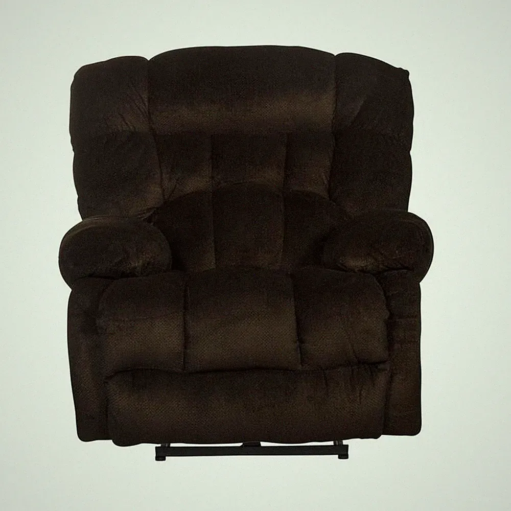 Pemberly Row Power Lay Flat Recliner in Brown Polyester Fabric