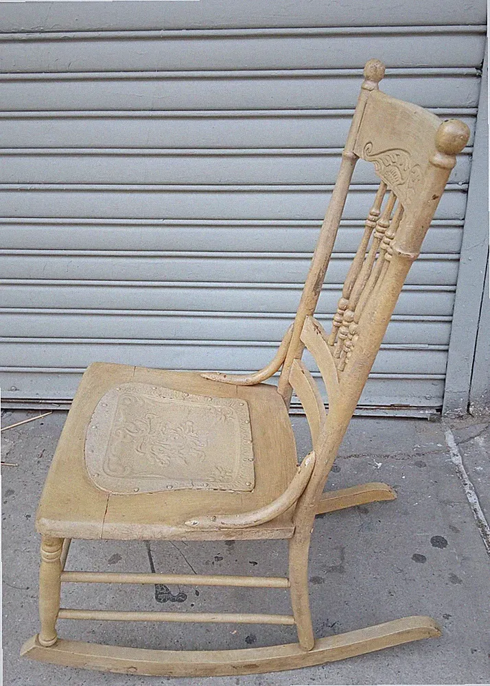 Vintage American Rocking Chair, Leather Seat